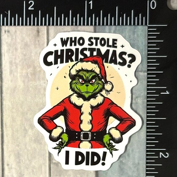 🌀10/$10🌀 Mean One Grinch Christmas Reusable Waterproof Vinyl Sticker - Picture 1 of 1